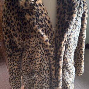 Plush Faux Fur Leopard Print Coat